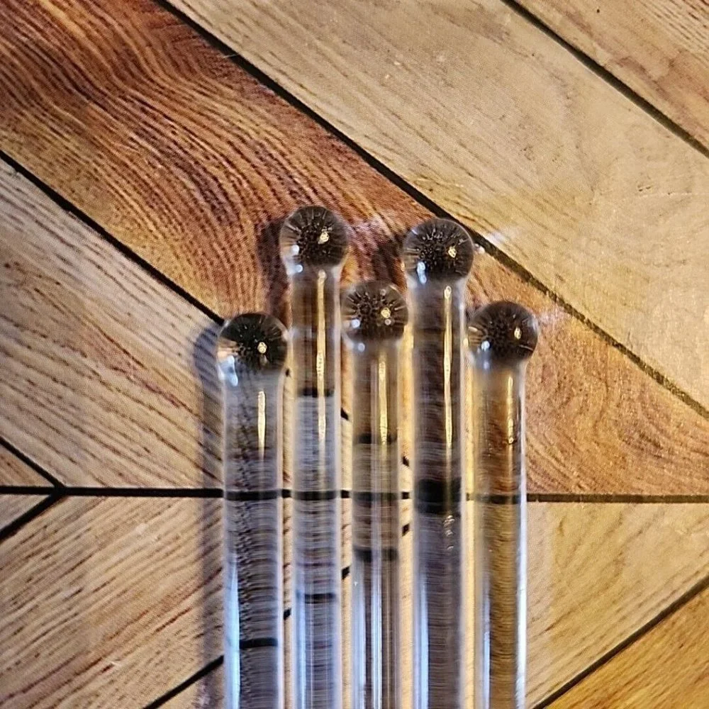5 Clear Glass Cocktail Drink Swizzle Sticks Stirrers 6
